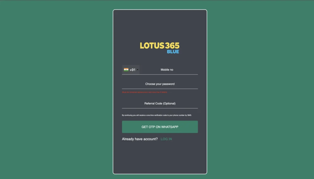 Enter Personal Details while lotus365 register