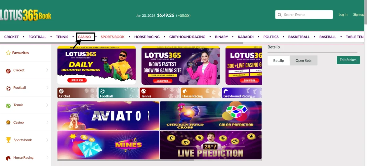 Lotus365 casino games