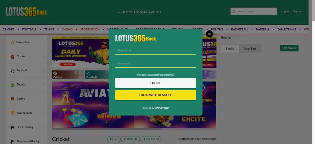 Lotus365 signup