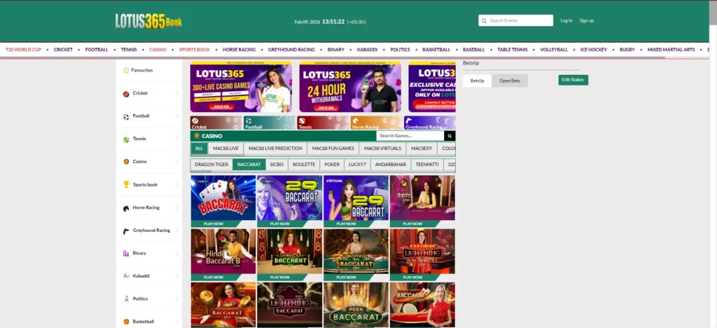 Baccarat on Lotus365