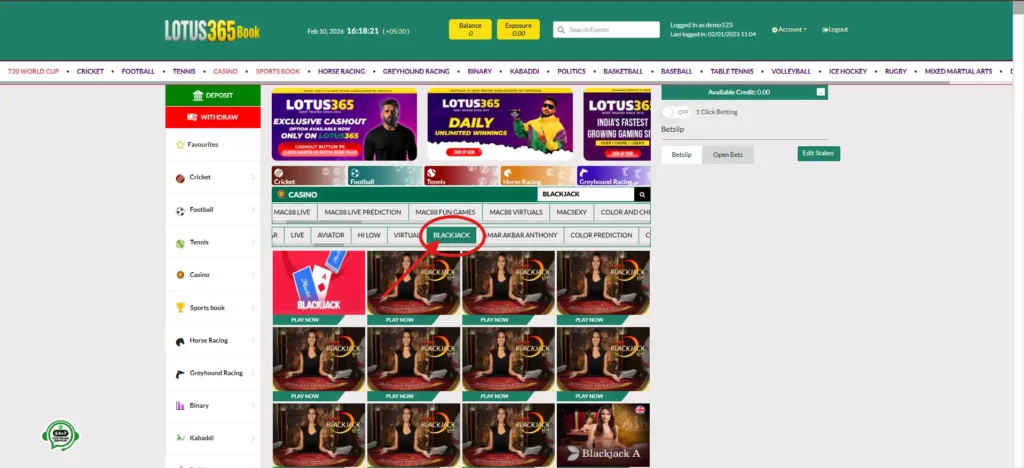 Blackjack on Lotus365