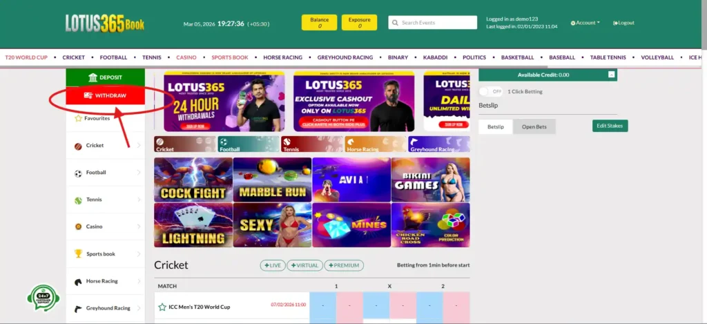 Lotus365 instant withdrawal